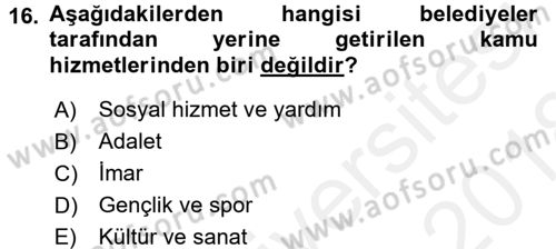 Yurttaşlık ve Çevre Bilgisi Dersi 2017 - 2018 Yılı (Final) Dönem Sonu Sınav Soruları 16. Soru