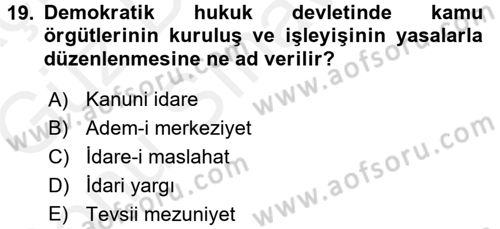 Yurttaşlık ve Çevre Bilgisi Dersi 2017 - 2018 Yılı (Final) Dönem Sonu Sınav Soruları 19. Soru