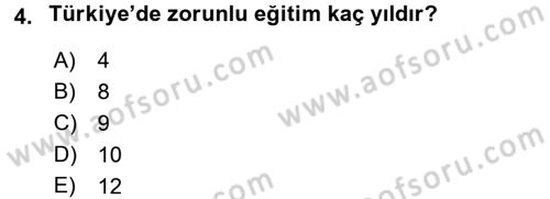Yurttaşlık ve Çevre Bilgisi Dersi 2017 - 2018 Yılı (Final) Dönem Sonu Sınav Soruları 4. Soru