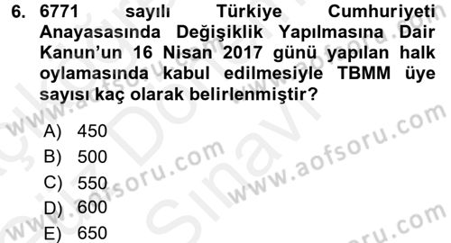 Yurttaşlık ve Çevre Bilgisi Dersi 2017 - 2018 Yılı (Final) Dönem Sonu Sınav Soruları 6. Soru