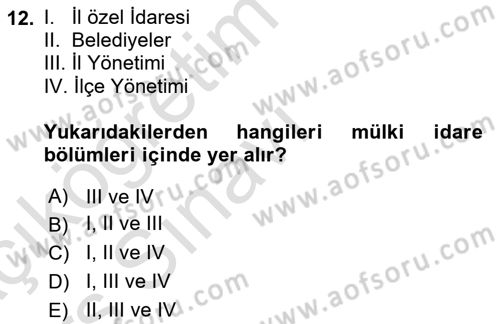 Yurttaşlık ve Çevre Bilgisi Dersi 2018 - 2019 Yılı 3 Ders Sınav Soruları 12. Soru