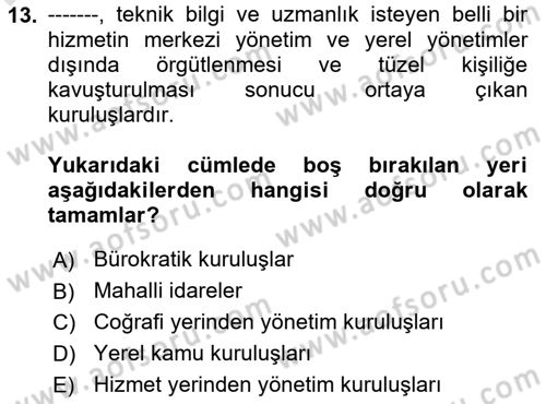 Yurttaşlık ve Çevre Bilgisi Dersi 2018 - 2019 Yılı 3 Ders Sınav Soruları 13. Soru