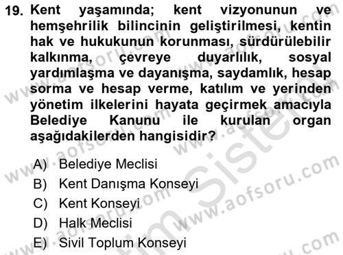 Yurttaşlık ve Çevre Bilgisi Dersi 2018 - 2019 Yılı 3 Ders Sınav Soruları 19. Soru