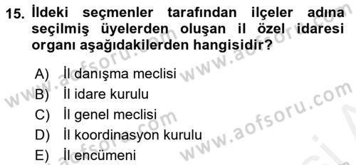 Yurttaşlık ve Çevre Bilgisi Dersi 2018 - 2019 Yılı (Final) Dönem Sonu Sınav Soruları 15. Soru