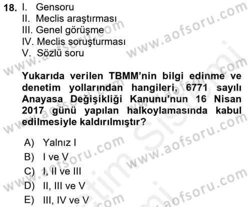 Yurttaşlık ve Çevre Bilgisi Dersi 2018 - 2019 Yılı (Final) Dönem Sonu Sınav Soruları 18. Soru