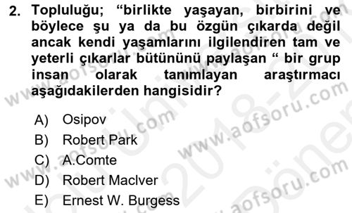Yurttaşlık ve Çevre Bilgisi Dersi 2018 - 2019 Yılı (Final) Dönem Sonu Sınav Soruları 2. Soru