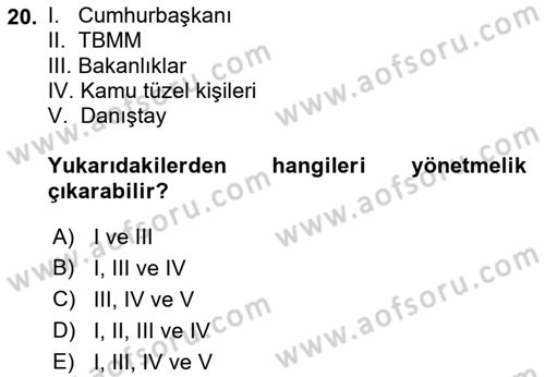 Yurttaşlık ve Çevre Bilgisi Dersi 2018 - 2019 Yılı (Final) Dönem Sonu Sınav Soruları 20. Soru