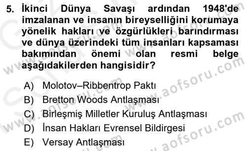 Yurttaşlık ve Çevre Bilgisi Dersi 2018 - 2019 Yılı (Final) Dönem Sonu Sınav Soruları 5. Soru