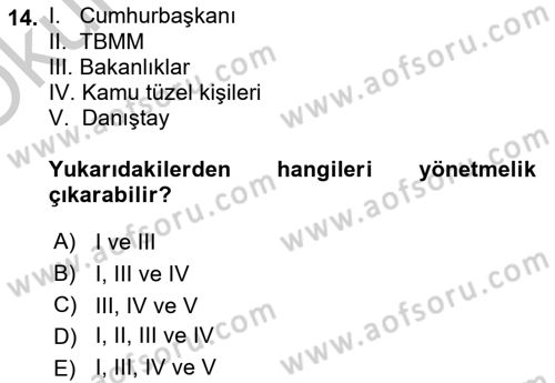Yurttaşlık ve Çevre Bilgisi Dersi 2018 - 2019 Yılı Yaz Okulu Sınav Soruları 14. Soru