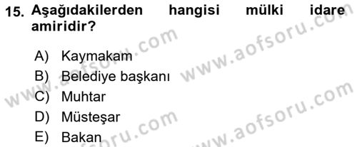 Yurttaşlık ve Çevre Bilgisi Dersi 2018 - 2019 Yılı Yaz Okulu Sınav Soruları 15. Soru