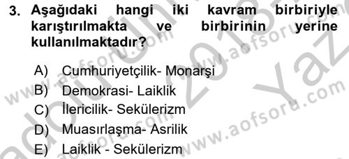 Yurttaşlık ve Çevre Bilgisi Dersi 2018 - 2019 Yılı Yaz Okulu Sınav Soruları 3. Soru