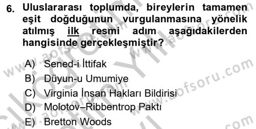 Yurttaşlık ve Çevre Bilgisi Dersi 2018 - 2019 Yılı Yaz Okulu Sınav Soruları 6. Soru