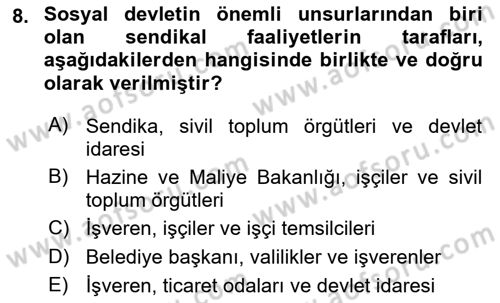 Yurttaşlık ve Çevre Bilgisi Dersi 2018 - 2019 Yılı Yaz Okulu Sınav Soruları 8. Soru