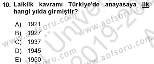 Yurttaşlık ve Çevre Bilgisi Dersi Ara Sınavı Deneme Sınav Soruları 10. Soru