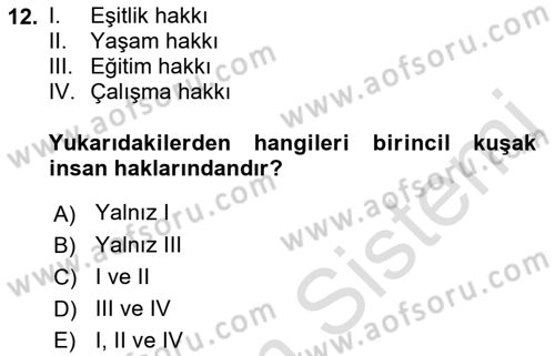 Yurttaşlık ve Çevre Bilgisi Dersi Ara Sınavı Deneme Sınav Soruları 12. Soru