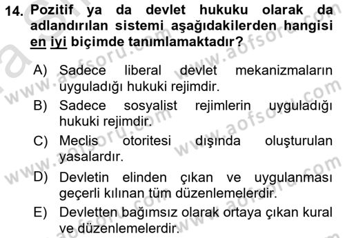Yurttaşlık ve Çevre Bilgisi Dersi 2019 - 2020 Yılı (Vize) Ara Sınav Soruları 14. Soru