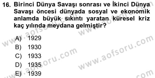 Yurttaşlık ve Çevre Bilgisi Dersi 2019 - 2020 Yılı (Vize) Ara Sınav Soruları 16. Soru