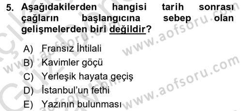 Yurttaşlık ve Çevre Bilgisi Dersi Ara Sınavı Deneme Sınav Soruları 5. Soru