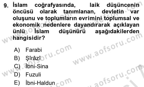 Yurttaşlık ve Çevre Bilgisi Dersi Ara Sınavı Deneme Sınav Soruları 9. Soru