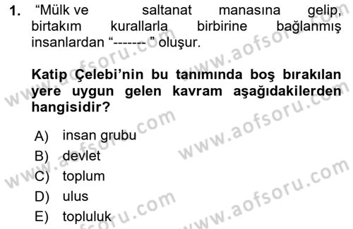 Yurttaşlık ve Çevre Bilgisi Dersi 2019 - 2020 Yılı (Final) Dönem Sonu Sınav Soruları 1. Soru