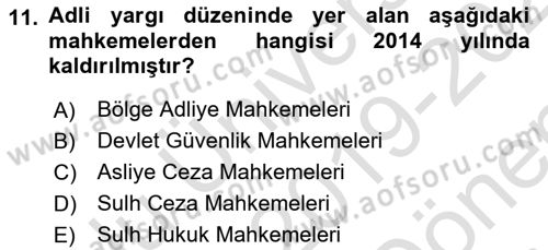 Yurttaşlık ve Çevre Bilgisi Dersi 2019 - 2020 Yılı (Final) Dönem Sonu Sınav Soruları 11. Soru