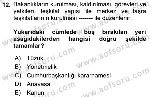 Yurttaşlık ve Çevre Bilgisi Dersi 2019 - 2020 Yılı (Final) Dönem Sonu Sınav Soruları 12. Soru