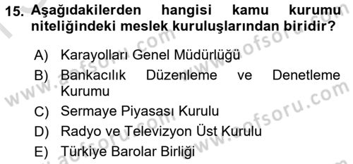 Yurttaşlık ve Çevre Bilgisi Dersi 2019 - 2020 Yılı (Final) Dönem Sonu Sınav Soruları 15. Soru