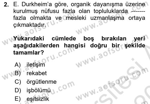 Yurttaşlık ve Çevre Bilgisi Dersi 2019 - 2020 Yılı (Final) Dönem Sonu Sınav Soruları 2. Soru