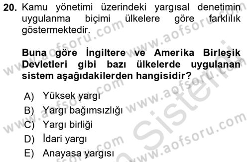 Yurttaşlık ve Çevre Bilgisi Dersi 2019 - 2020 Yılı (Final) Dönem Sonu Sınav Soruları 20. Soru