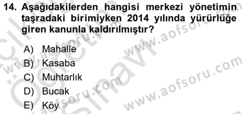 Yurttaşlık ve Çevre Bilgisi Dersi 2020 - 2021 Yılı Yaz Okulu Sınav Soruları 14. Soru