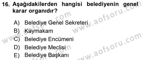 Yurttaşlık ve Çevre Bilgisi Dersi 2020 - 2021 Yılı Yaz Okulu Sınav Soruları 16. Soru