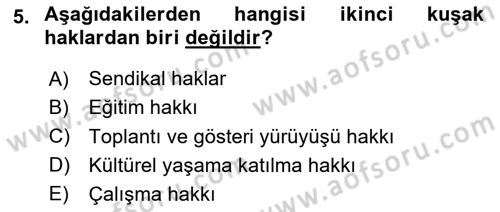 Yurttaşlık ve Çevre Bilgisi Dersi 2020 - 2021 Yılı Yaz Okulu Sınav Soruları 5. Soru