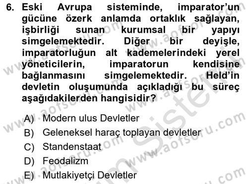 Yurttaşlık ve Çevre Bilgisi Dersi 2020 - 2021 Yılı Yaz Okulu Sınav Soruları 6. Soru