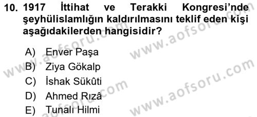 Yurttaşlık ve Çevre Bilgisi Dersi 2021 - 2022 Yılı (Vize) Ara Sınavı 10. Soru