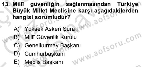 Yurttaşlık ve Çevre Bilgisi Dersi 2021 - 2022 Yılı (Final) Dönem Sonu Sınav Soruları 13. Soru