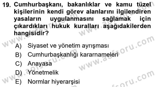 Yurttaşlık ve Çevre Bilgisi Dersi 2021 - 2022 Yılı (Final) Dönem Sonu Sınav Soruları 19. Soru
