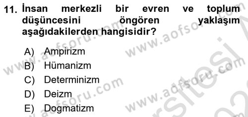 Yurttaşlık ve Çevre Bilgisi Dersi 2022 - 2023 Yılı (Vize) Ara Sınav Soruları 11. Soru