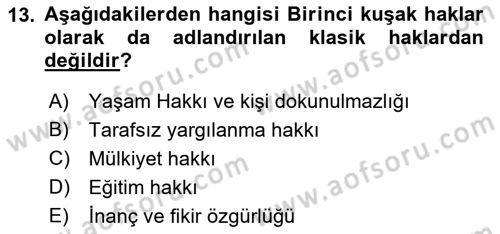 Yurttaşlık ve Çevre Bilgisi Dersi 2022 - 2023 Yılı (Vize) Ara Sınav Soruları 13. Soru
