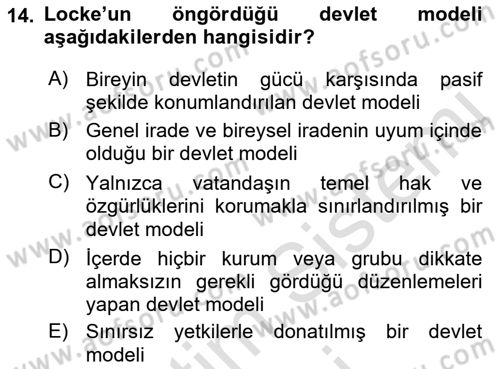 Yurttaşlık ve Çevre Bilgisi Dersi 2022 - 2023 Yılı (Vize) Ara Sınav Soruları 14. Soru