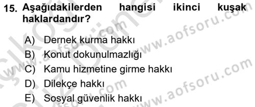 Yurttaşlık ve Çevre Bilgisi Dersi Ara Sınavı Deneme Sınav Soruları 15. Soru