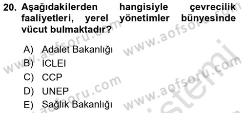 Yurttaşlık ve Çevre Bilgisi Dersi Ara Sınavı Deneme Sınav Soruları 20. Soru