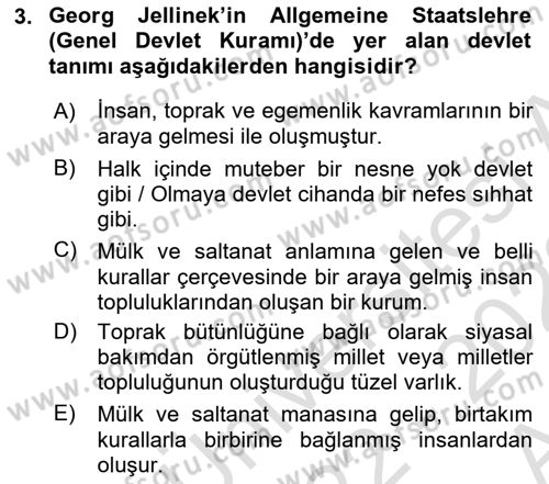 Yurttaşlık ve Çevre Bilgisi Dersi 2022 - 2023 Yılı (Vize) Ara Sınav Soruları 3. Soru