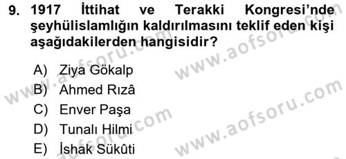 Yurttaşlık ve Çevre Bilgisi Dersi Ara Sınavı Deneme Sınav Soruları 9. Soru