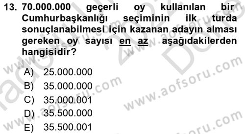 Yurttaşlık ve Çevre Bilgisi Dersi 2022 - 2023 Yılı (Final) Dönem Sonu Sınav Soruları 13. Soru