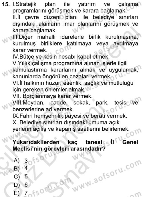 Yurttaşlık ve Çevre Bilgisi Dersi 2022 - 2023 Yılı (Final) Dönem Sonu Sınav Soruları 15. Soru