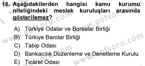 Yurttaşlık ve Çevre Bilgisi Dersi 2022 - 2023 Yılı (Final) Dönem Sonu Sınav Soruları 16. Soru
