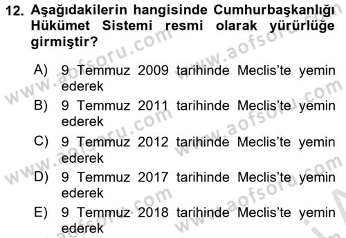 Yurttaşlık ve Çevre Bilgisi Dersi 2022 - 2023 Yılı Yaz Okulu Sınav Soruları 12. Soru