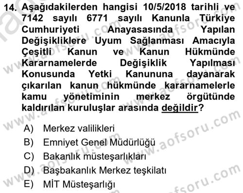 Yurttaşlık ve Çevre Bilgisi Dersi 2022 - 2023 Yılı Yaz Okulu Sınav Soruları 14. Soru