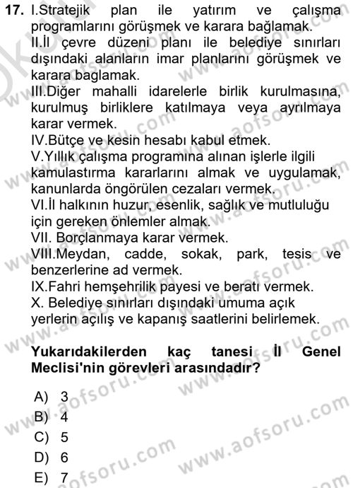 Yurttaşlık ve Çevre Bilgisi Dersi 2022 - 2023 Yılı Yaz Okulu Sınav Soruları 17. Soru