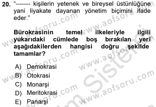 Yurttaşlık ve Çevre Bilgisi Dersi 2022 - 2023 Yılı Yaz Okulu Sınav Soruları 20. Soru